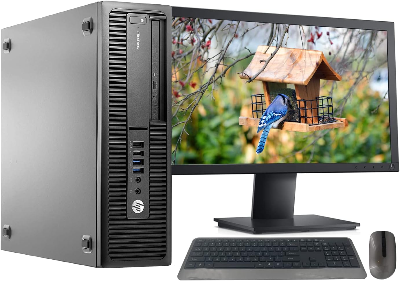 HP 705 G2 Desktop PC AMD Pro A4-8350B R5 Processor, 8GB Ram, 256 GB M.2 SSD, WiFi & Bluetooth, Wireless Keyboard Mouse, 27 Inch LED Monitor, Windows 10 (Renewed) O62662