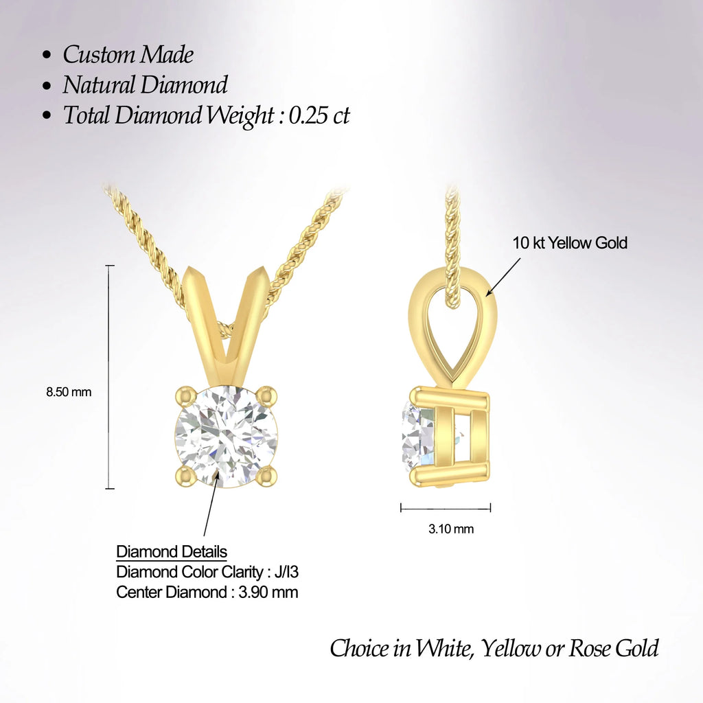10K Yellow Gold Diamond Solitaire Pendant Necklace D42276