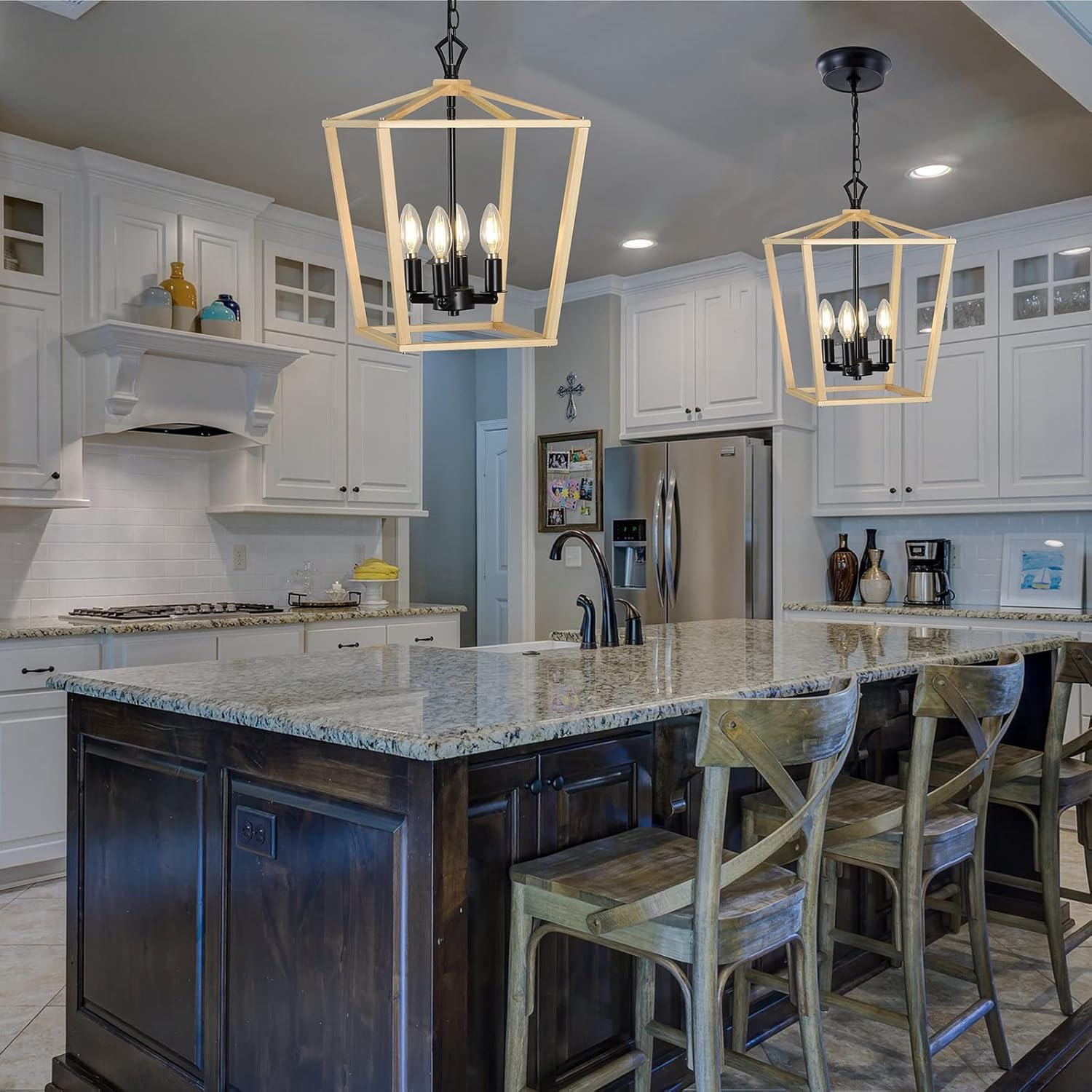 Wooden Lantern Pendant Lighting Ceiling Light Fixture I7439