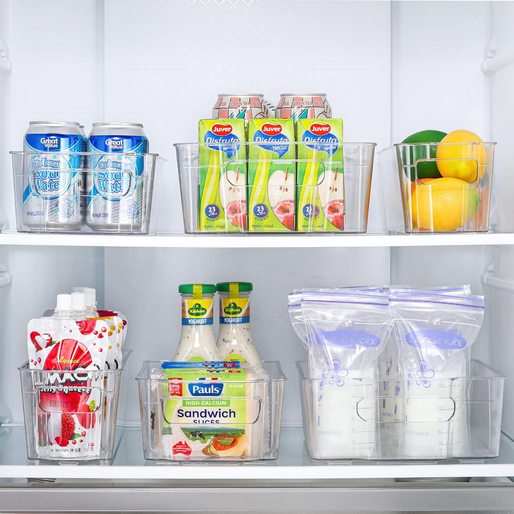 4pcs Clear Plastic Fridge Organizer Bins Y77677