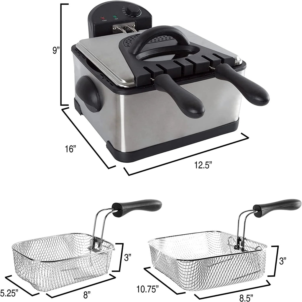 4-Liter Electric Deep Fryer with 1 Large Basket and 2 Small E5766