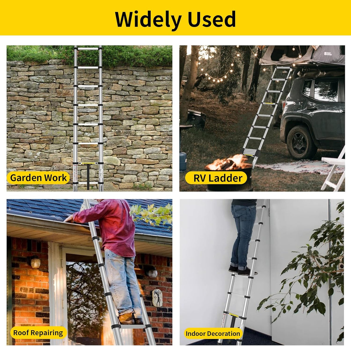 Telescoping Ladder 12.5ft, Aluminum Collapsible, Heavy Duty 330lbs, Non-Slip V18994