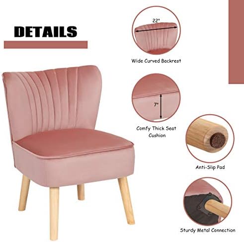 Pink Velvet Accent Chair with Ottoman Z596345