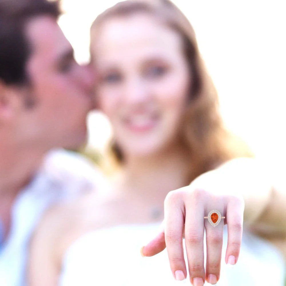 14k Rose Gold Halo Solitaire Ring size 6.5 T63872