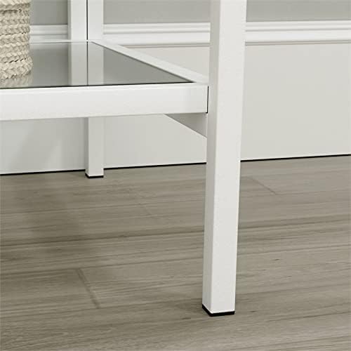 5 Shelf Metal Framed Glass Bookcase in Flat White W5237