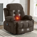 Brown Swinging Recliner Massage Heated Sofa with USB and 2 Cup Holders E99463