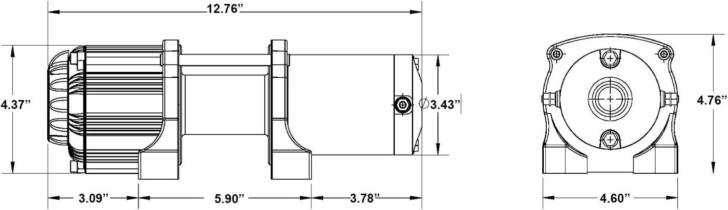 3500 lb Black Ops Winch with Heavy Duty Winch Mounting Plate L41753