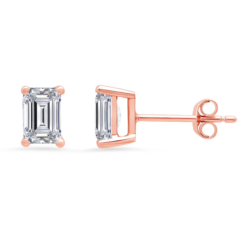 18K Rose Gold Diamond Stud Earrings M424