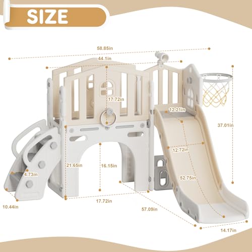 Blue 8 in 1 Toddler Slide with Basketball Hoop and Ball N1122