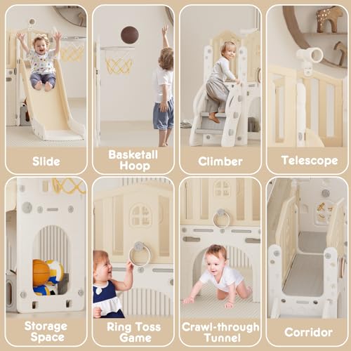 Blue 8 in 1 Toddler Slide with Basketball Hoop and Ball N1122