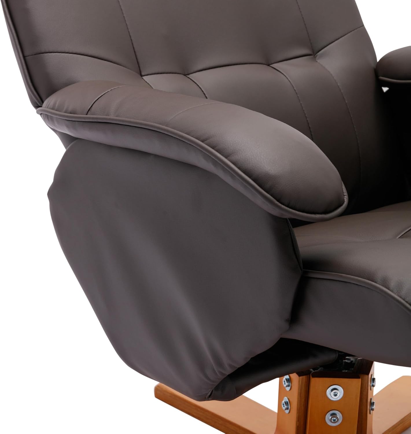 Faux Leather Beige Brown Swivel Recliner Chair with Ottoman G792127