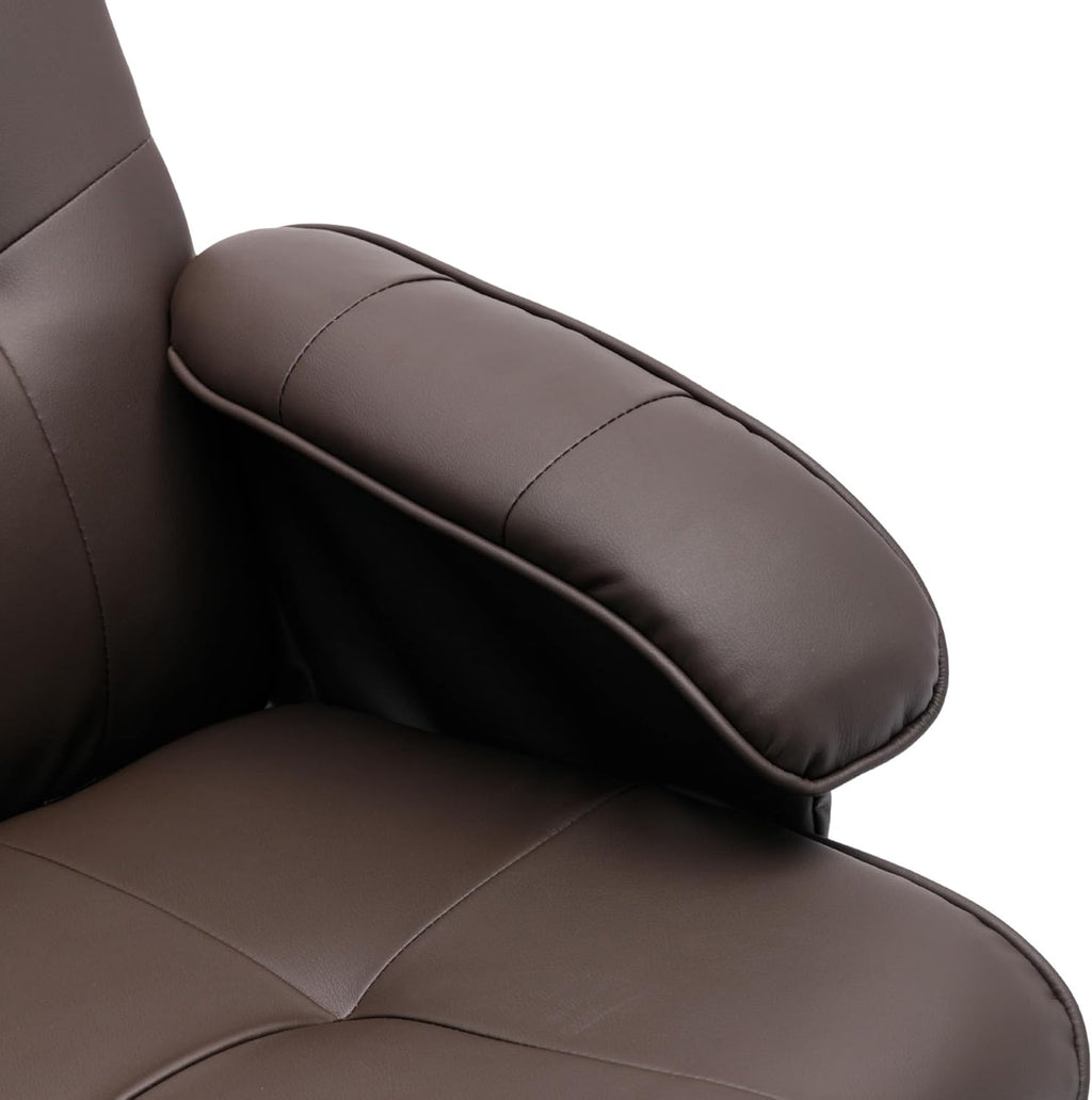 Faux Leather Beige Brown Swivel Recliner Chair with Ottoman G792127