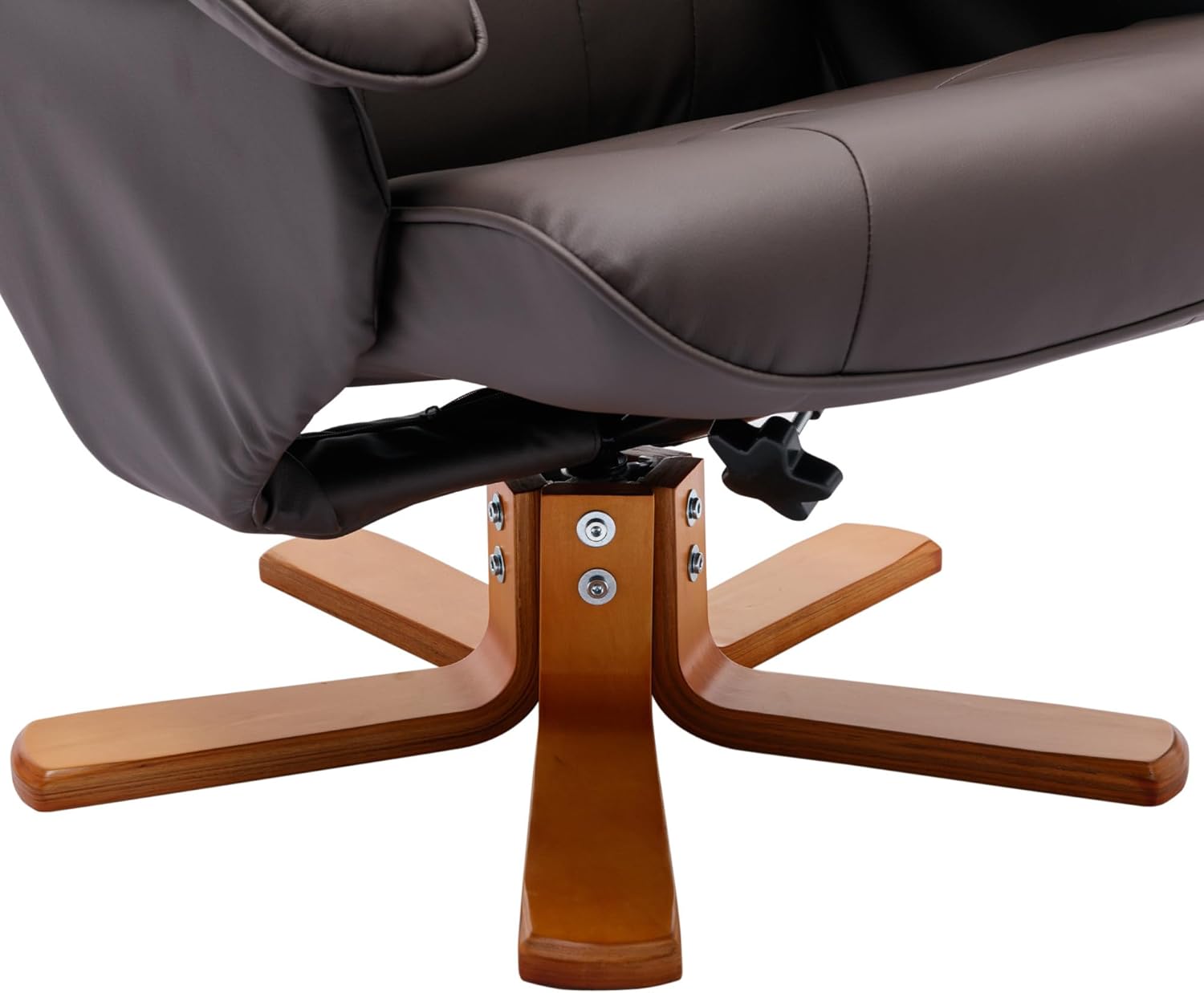 Faux Leather Beige Brown Swivel Recliner Chair with Ottoman G792127