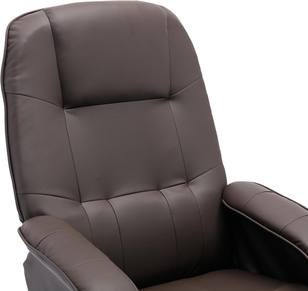 Faux Leather Beige Brown Swivel Recliner Chair with Ottoman G792127
