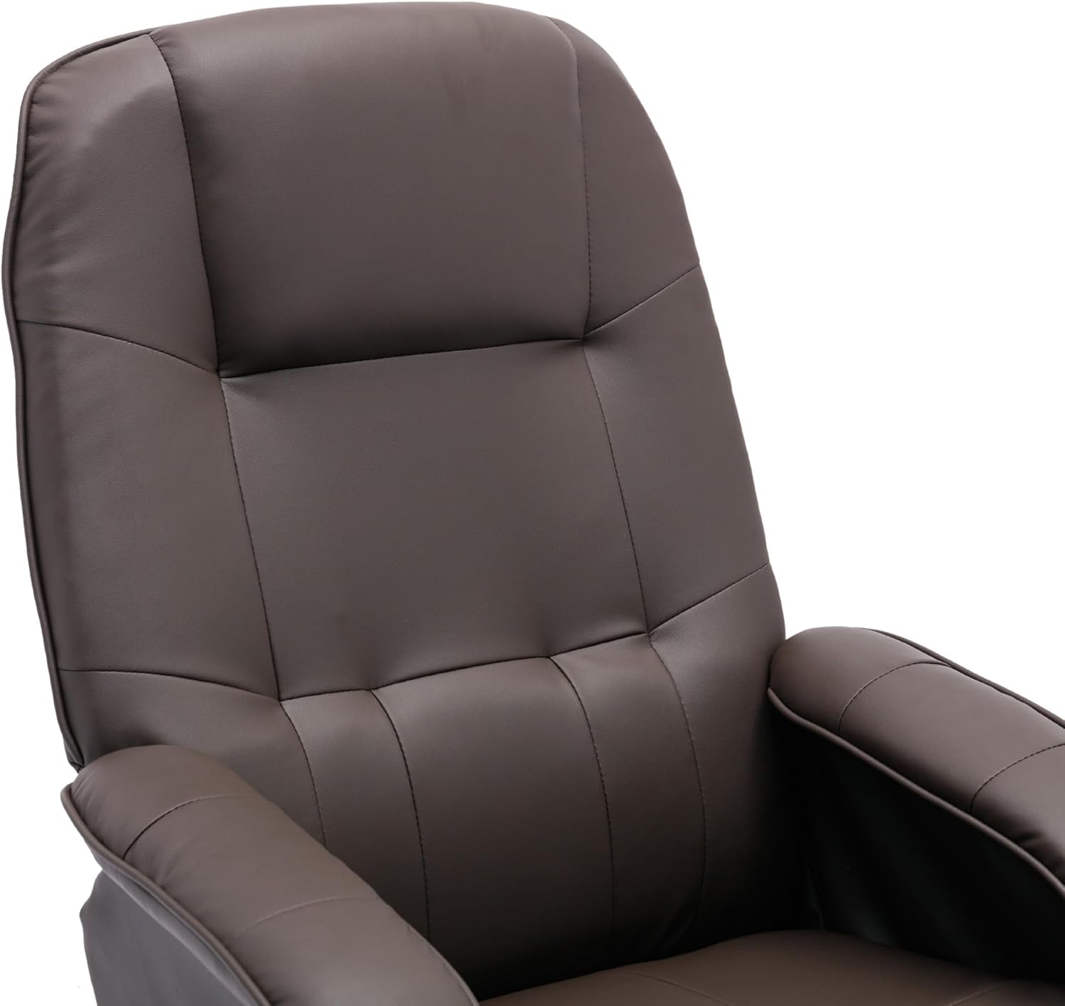 Faux Leather Beige Brown Swivel Recliner Chair with Ottoman G792127