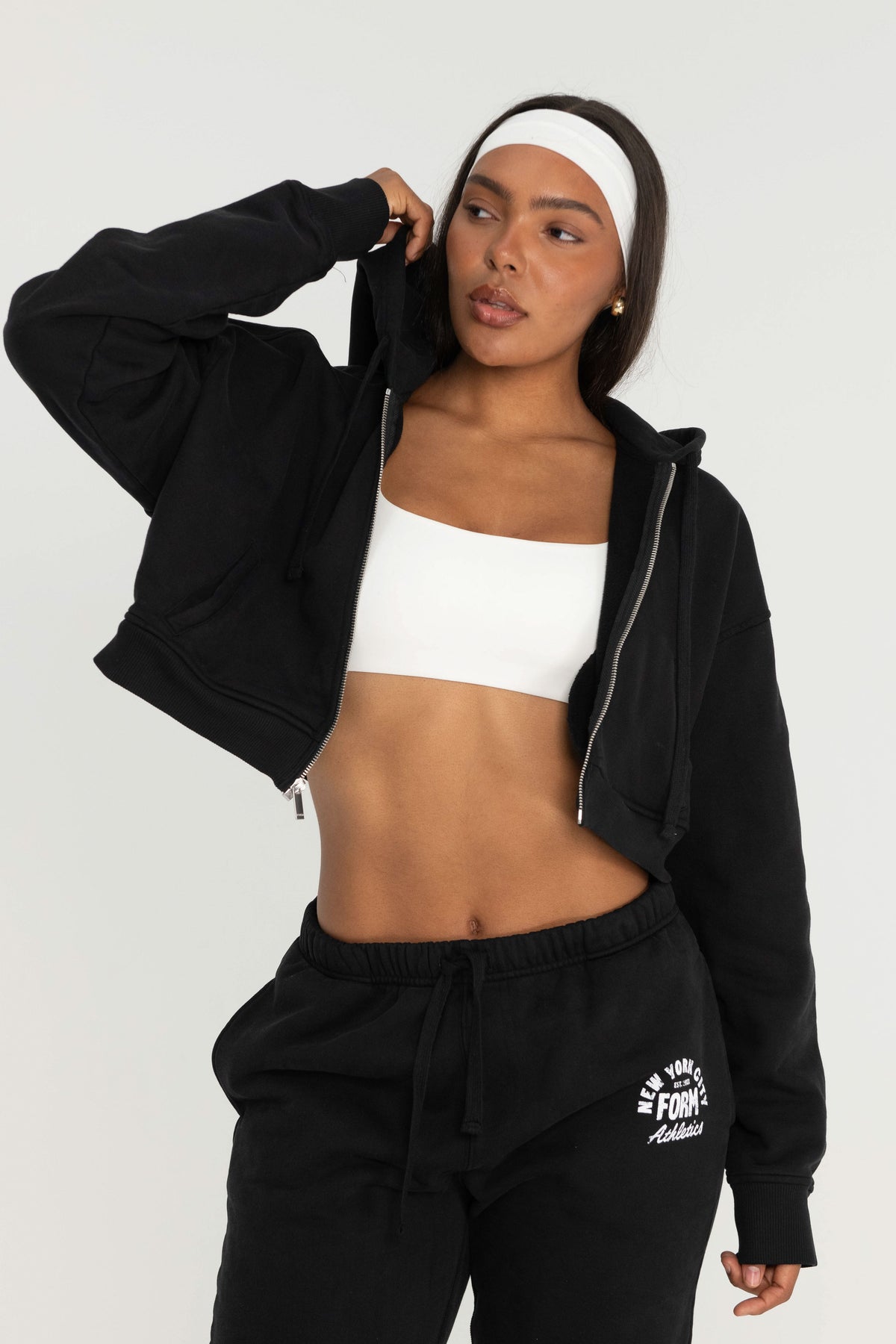 Cropped Zip Up - Black
