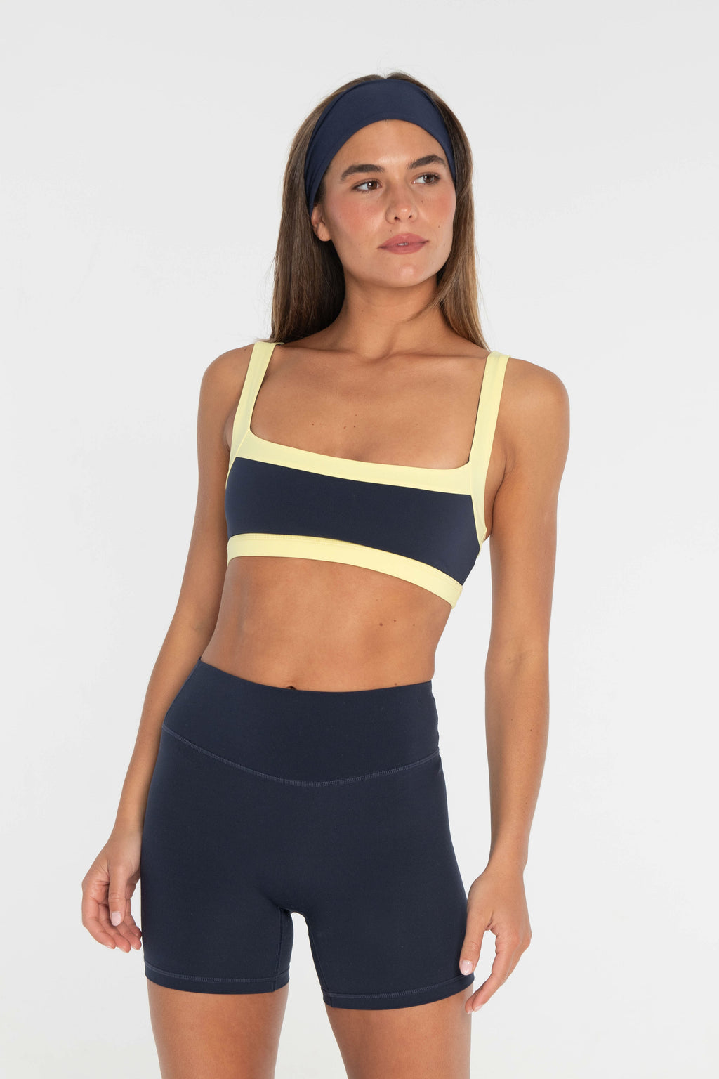 Straight Neck Bra  - Navy/Lemon