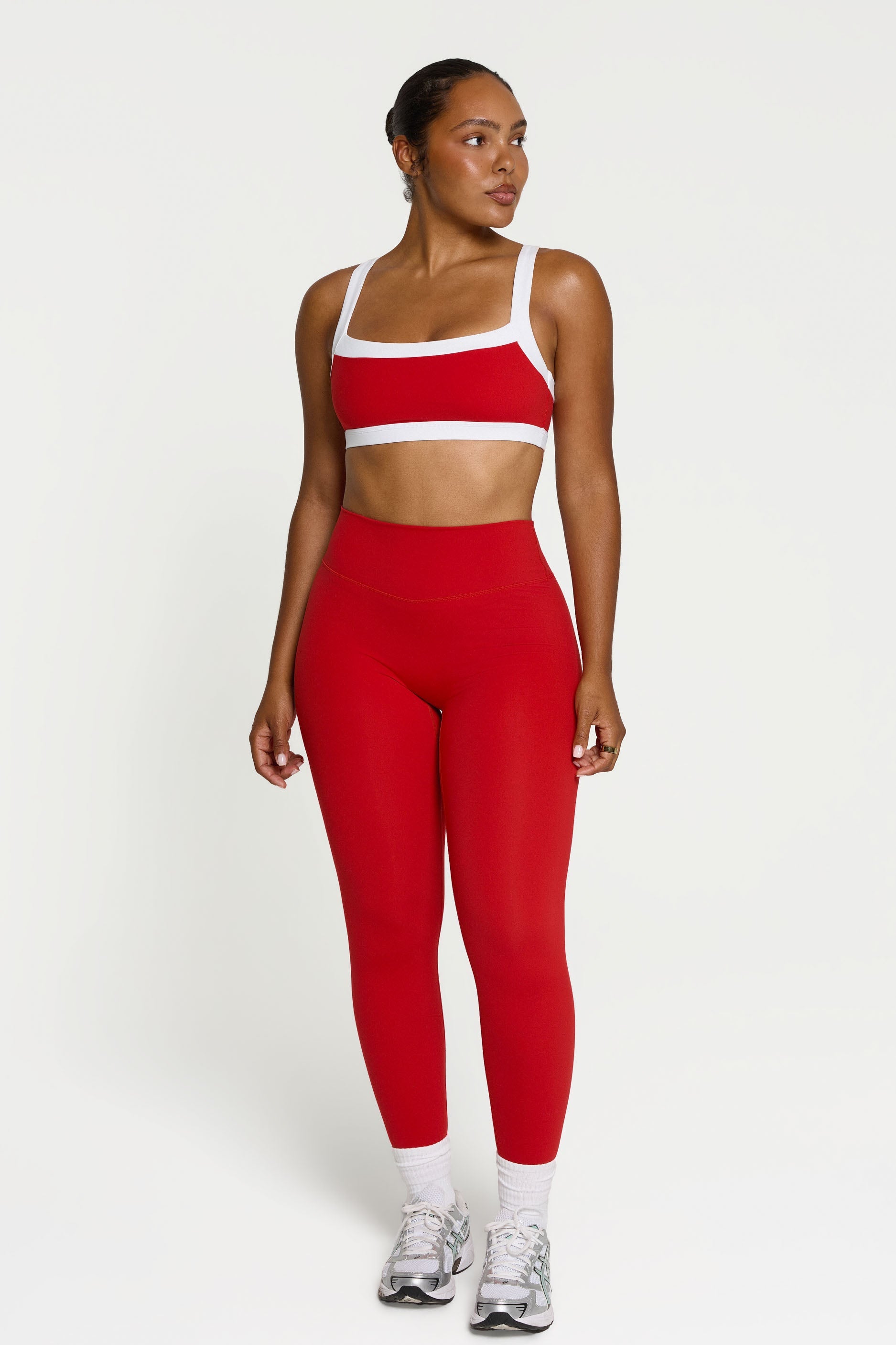 Straight Neck Bra  - Cherry/White