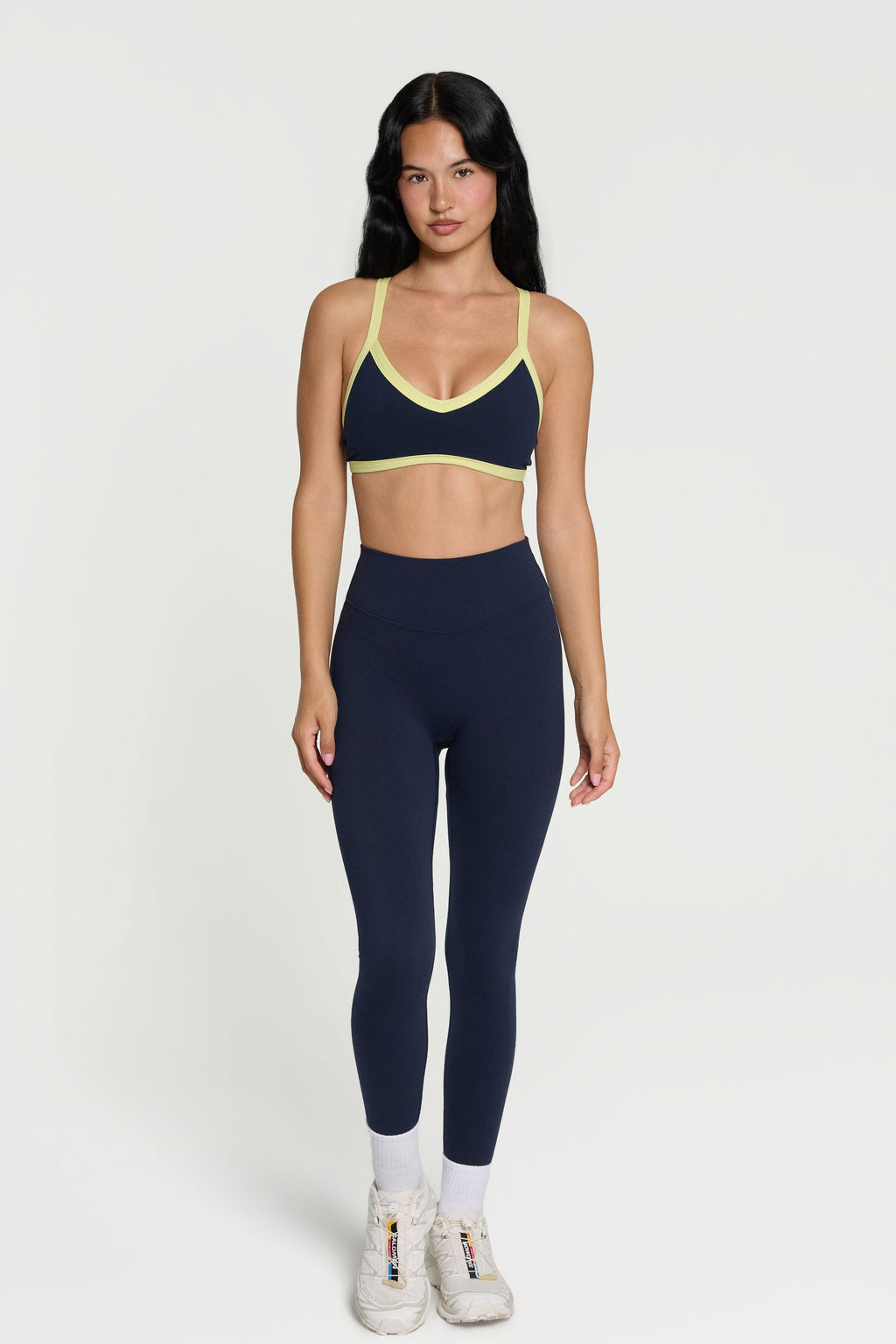 V-Neck Bra - Navy/Lemon