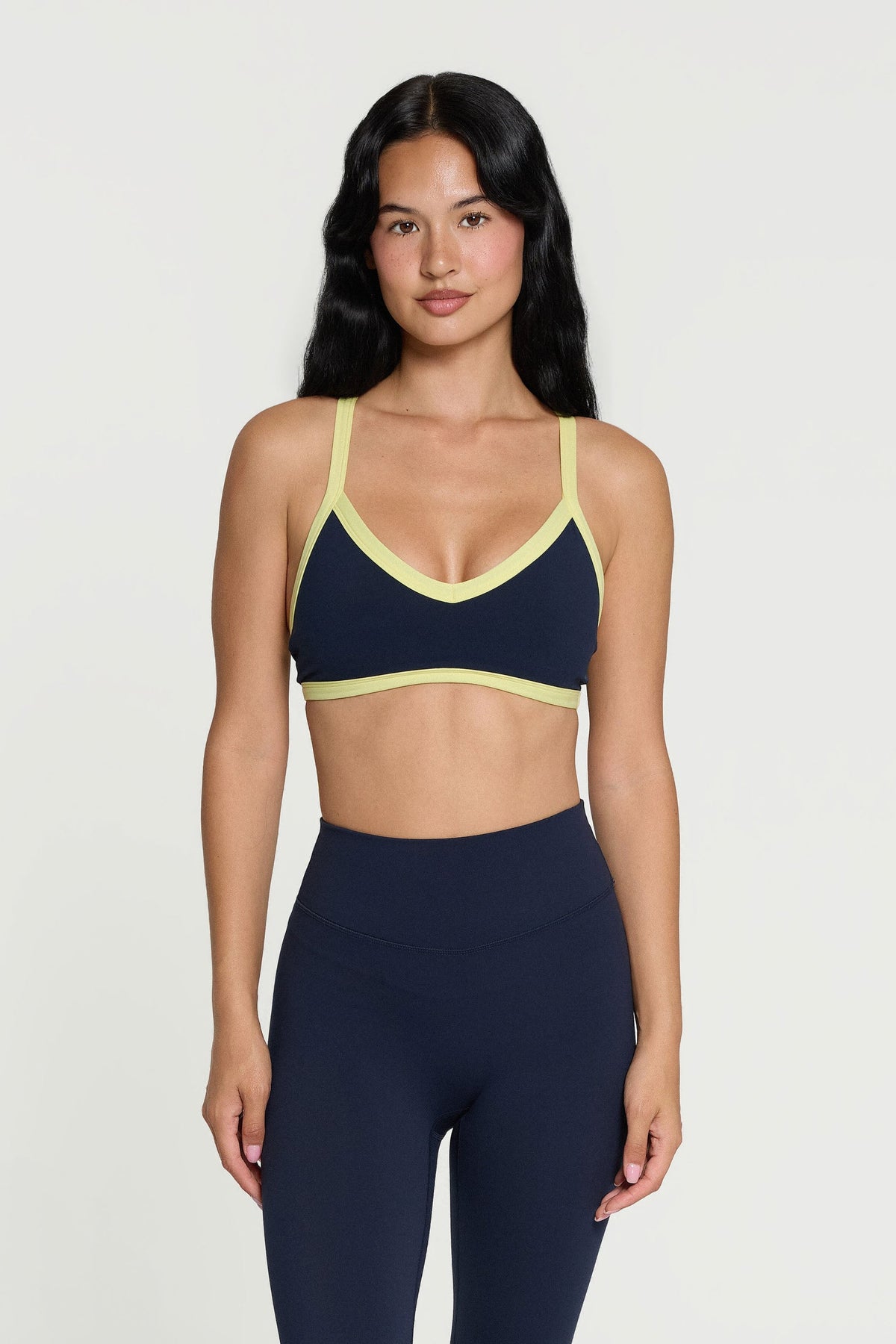 V-Neck Bra - Navy/Lemon