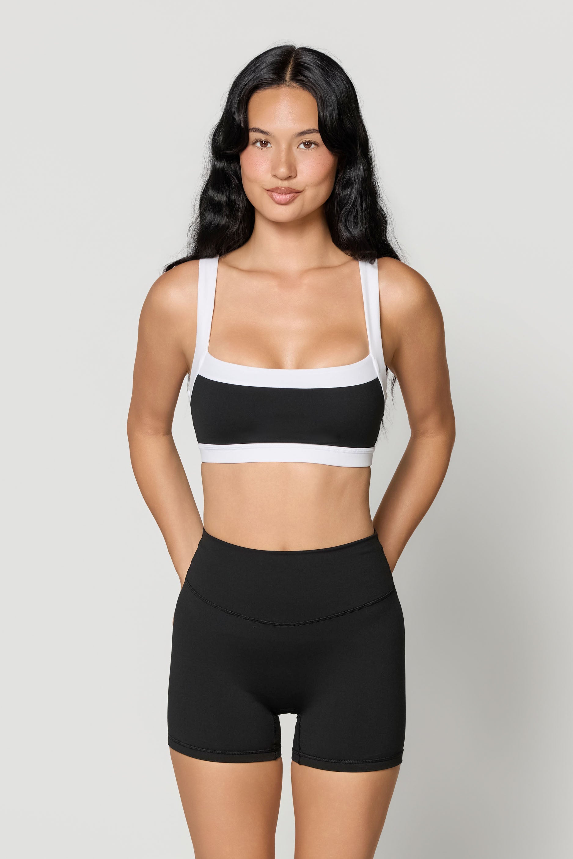 Straight Neck Bra  - Black/White