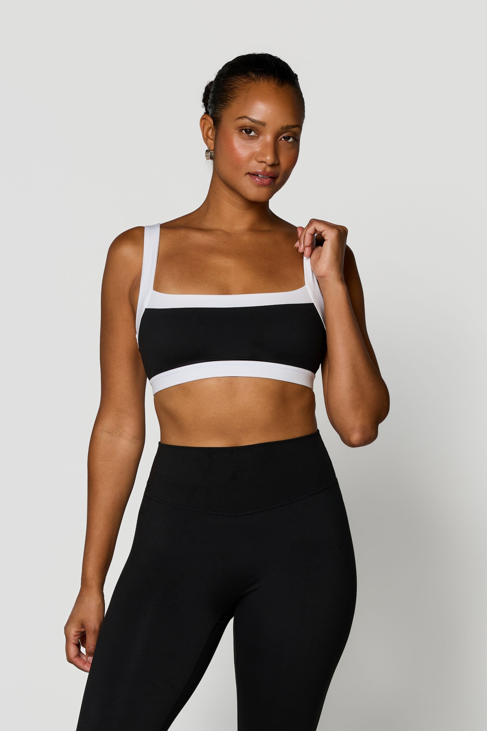Straight Neck Bra  - Black/White