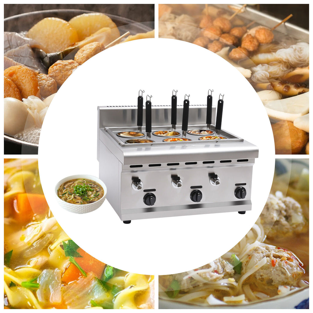 6 Holes LPG Propane Gas Commercial Pasta Cooker with 2 Tanks E922591