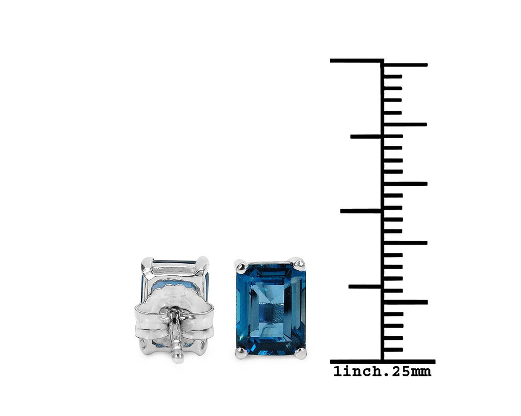 3.90 Carat Genuine London Blue Topaz 0.925 Sterling Silver Earrings N4473