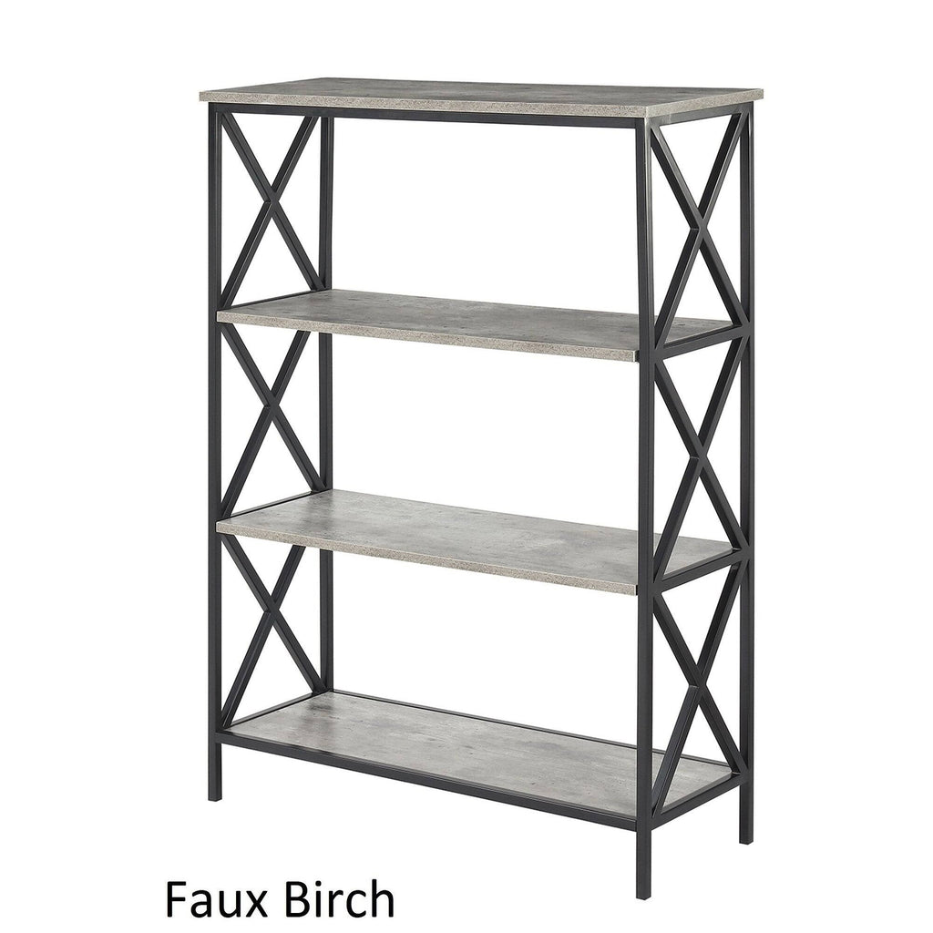 Metal and Wood 4-Shelf Bookcase Grey L7060