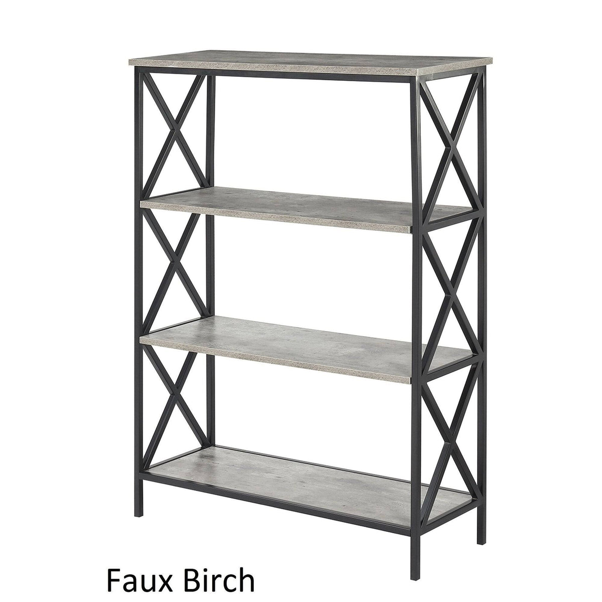 Metal and Wood 4-Shelf Bookcase Grey L7060