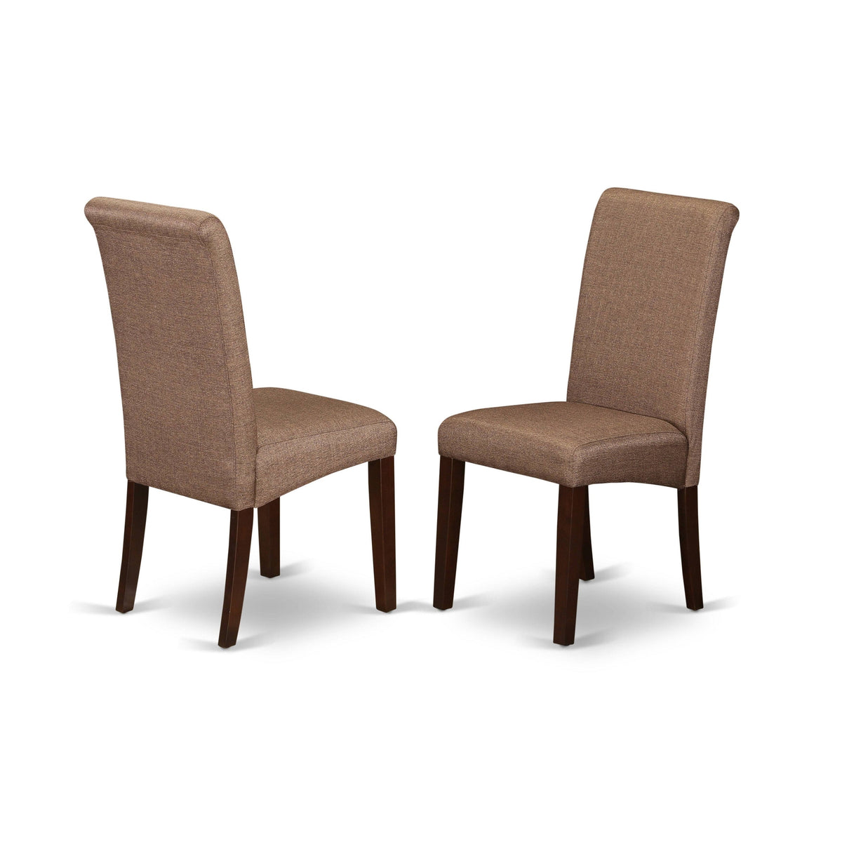 3PC Kitchen Table with Linen Brown Fabric Parson Chairs with Mahogany Chair Legs I294966