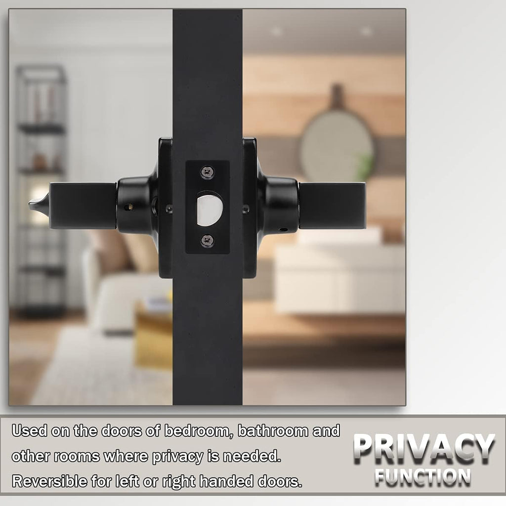 5 Pack Black Door Handles with Lock Privacy Door Levers E868