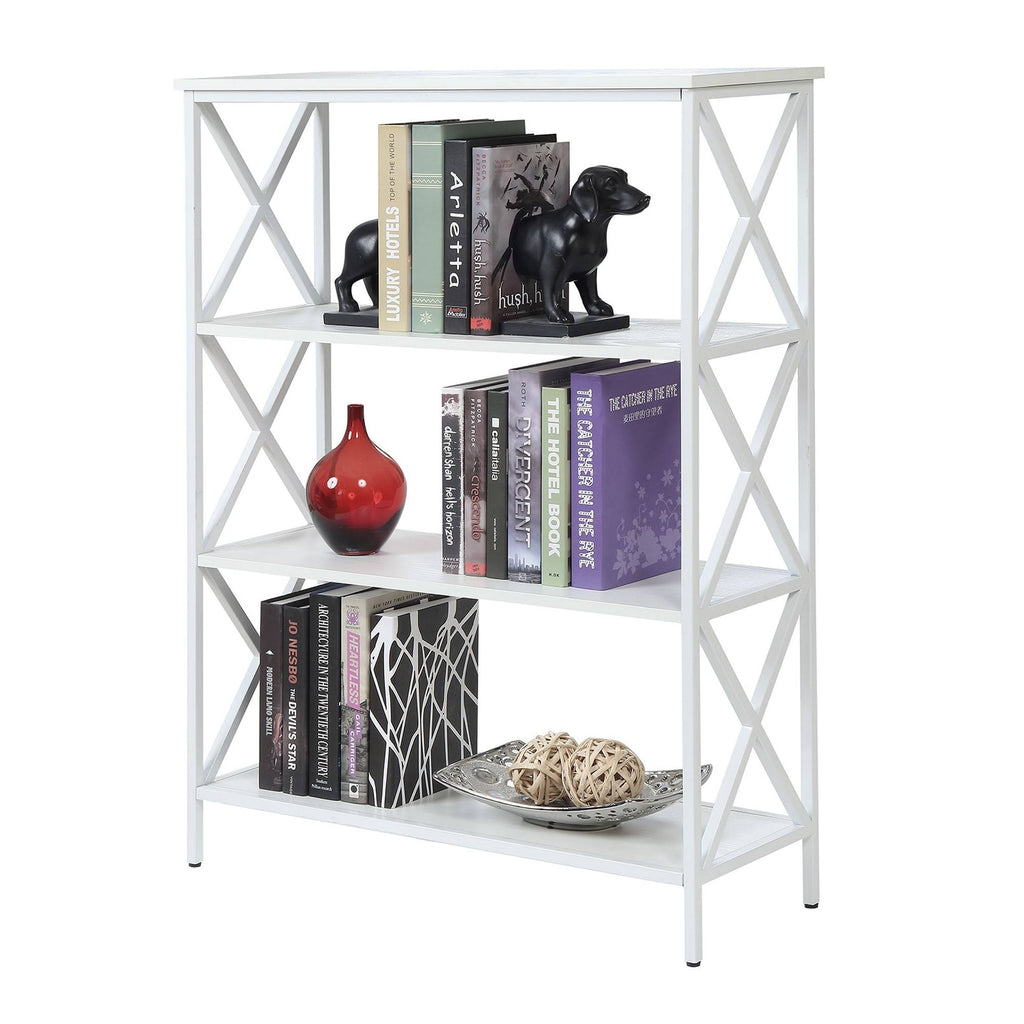 Metal and Wood 4-Shelf Bookcase Grey L7060