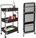 3 Tier Rolling Metal Utility Cart with Wheels (Black) N85159