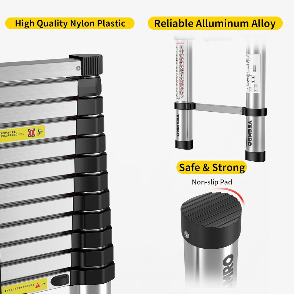 Telescoping Ladder 12.5ft, Aluminum Collapsible, Heavy Duty 330lbs, Non-Slip V18994