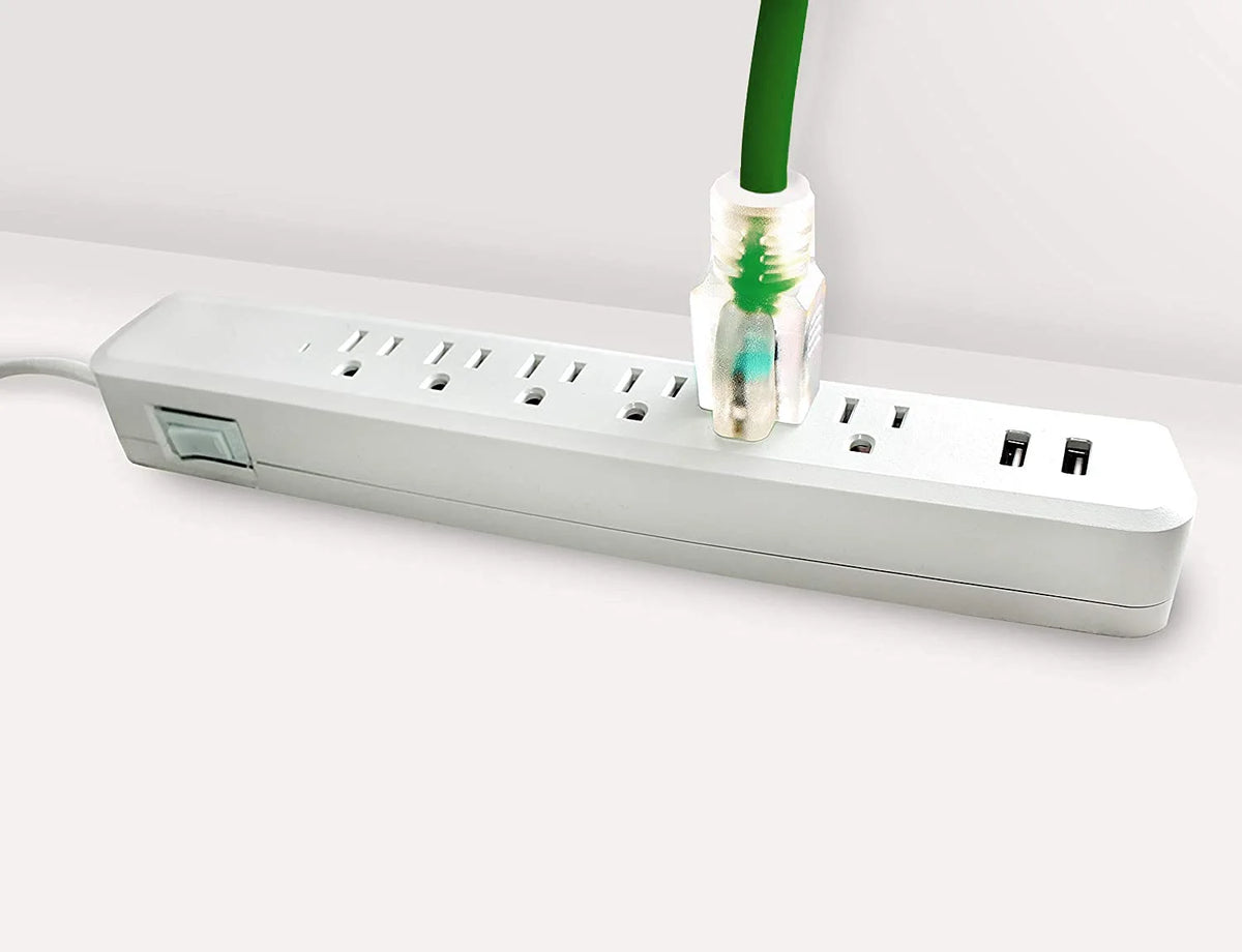 100 ft 14 gauge 3 prong SJTW Green Lighted End Extension Cord I712