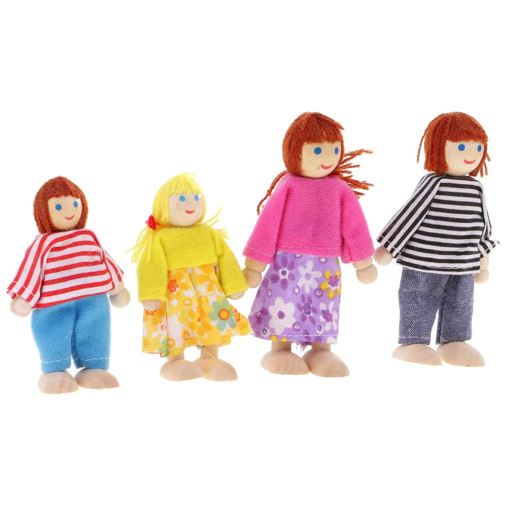 Wooden Doll Family Pretend Play Figures W8589