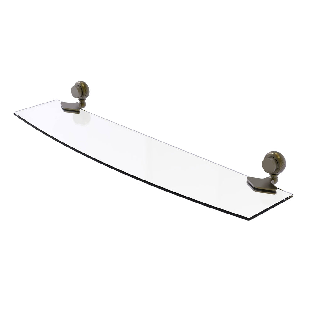 24 in. Antique Brass Glass Shelf with Twist Accents T220