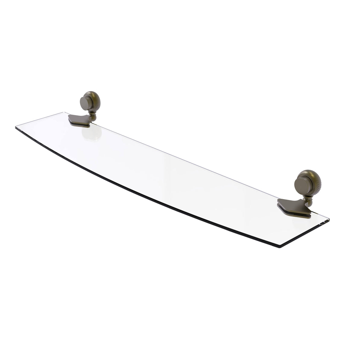 24 in. Antique Brass Glass Shelf with Twist Accents T220