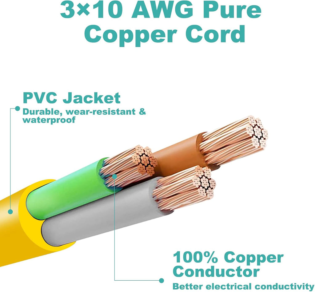 25ft Heavy Duty Generator Power Extension Cord with Cord Organizer, 3 Outlet 10 Gauge Flexible Power Cable Pack of 2 X60503