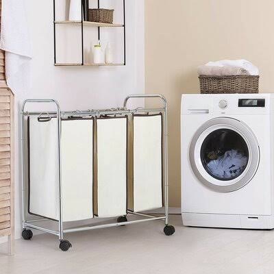 Silver 3-Bag Laundry Sorter Cart C52063
