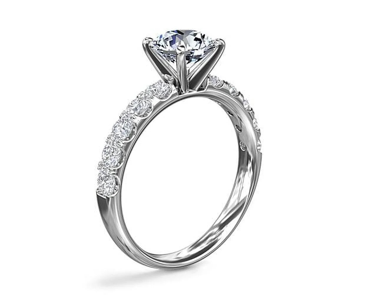 14K White Gold Solitaire Ring with Accents L642106