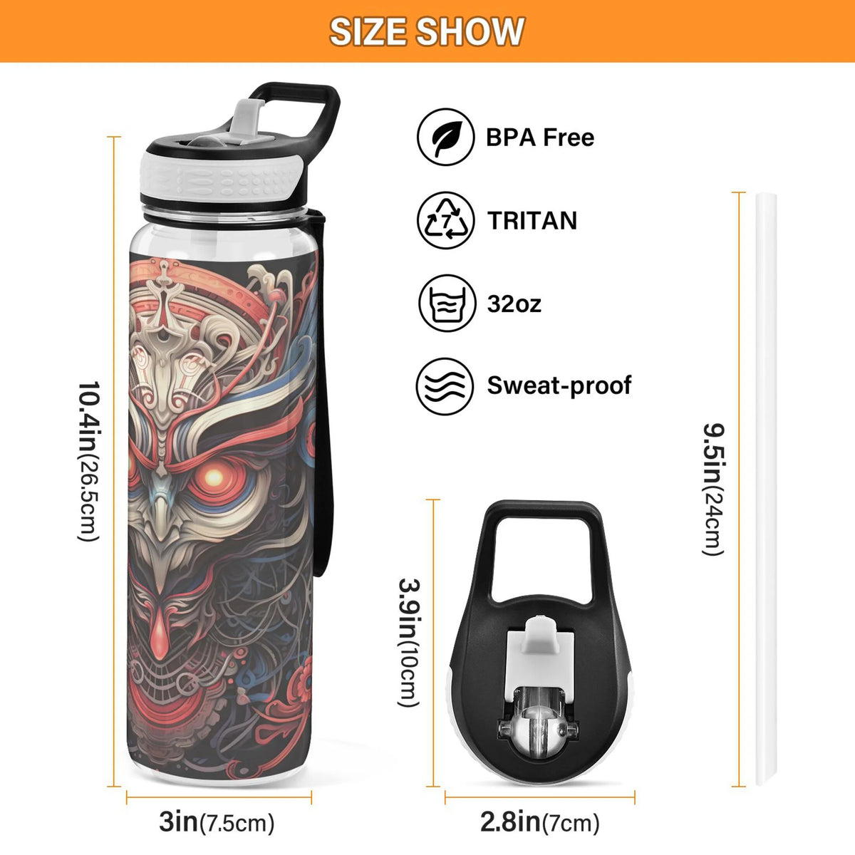 32oz Tritan Leakproof Water Bottle with Straw L900