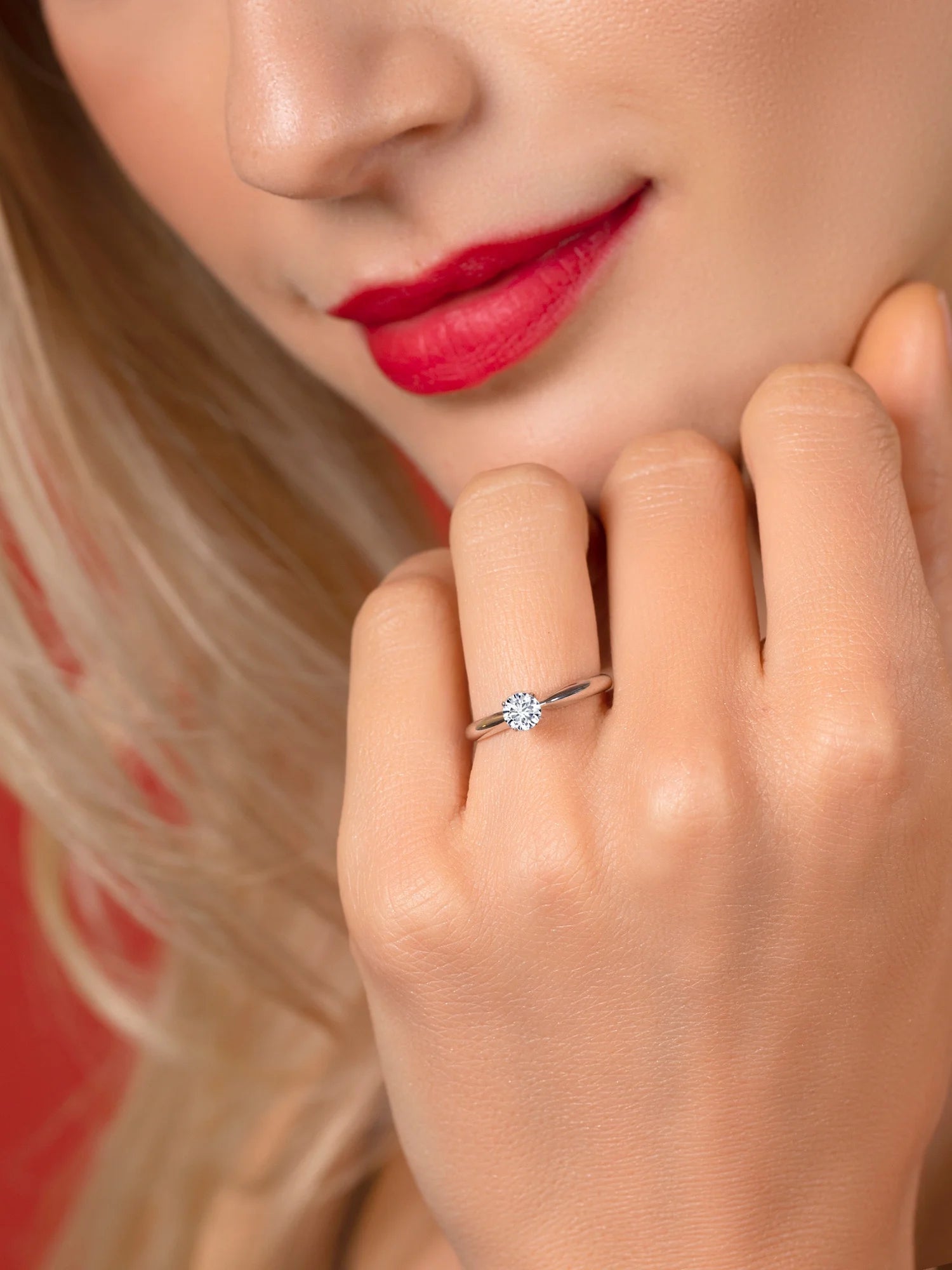 14K White Gold Solitaire Engagement Ring B829