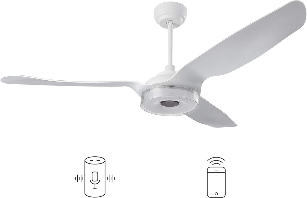 White 56 3 Blade Smart Ceiling Fan with Remote Control and Dimmable LED Light U3020