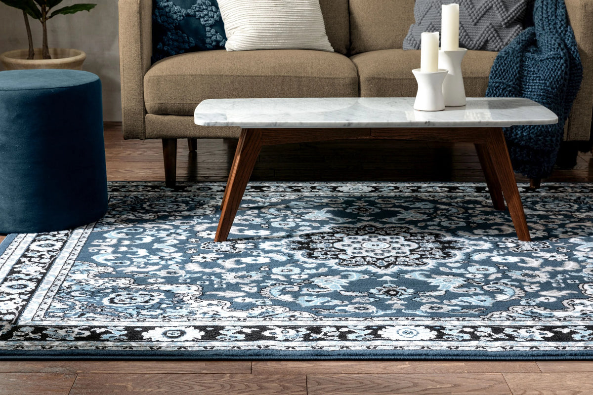 Persian Blue Traditional Medallion Area Rug X34699