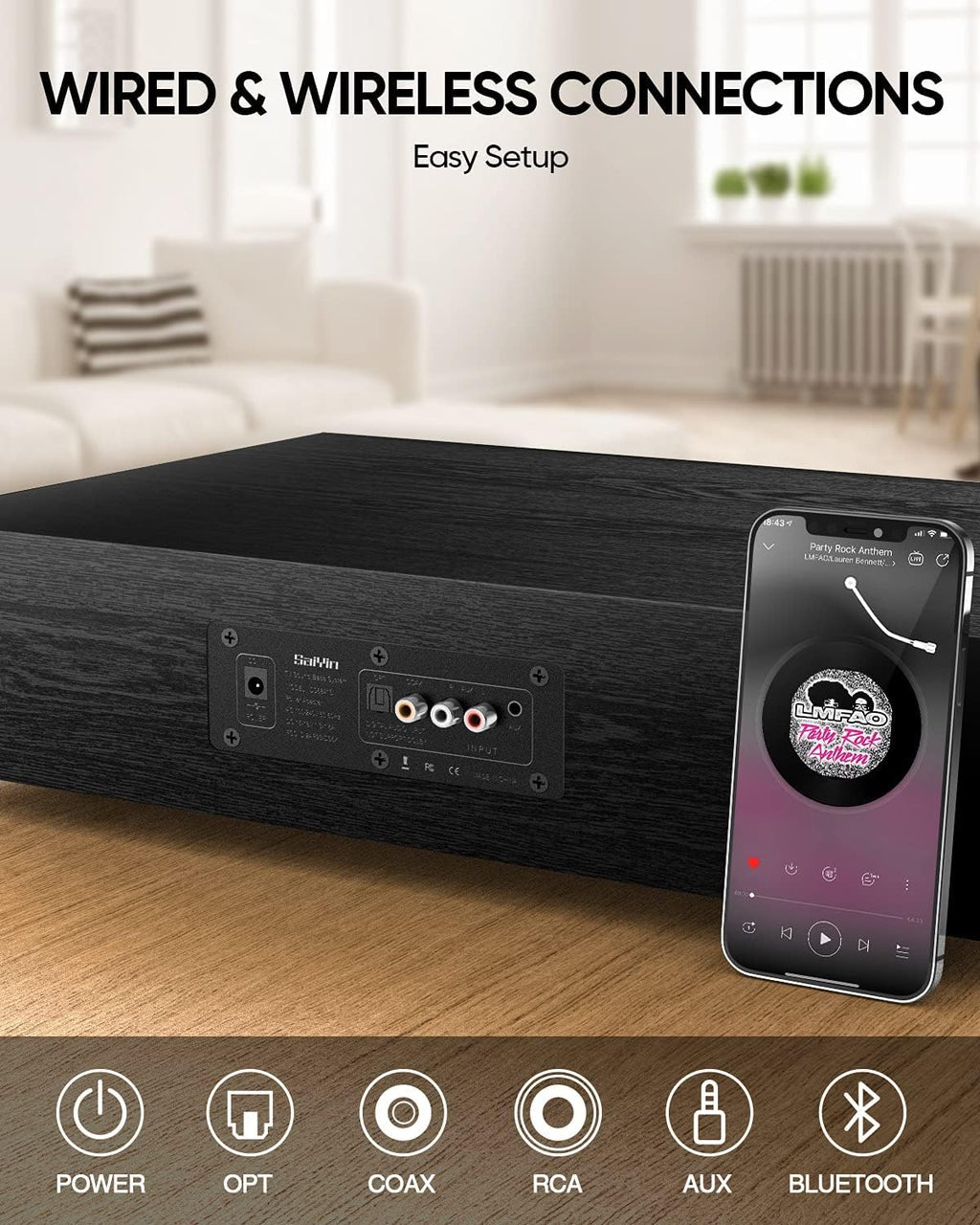 2.1 CH Sound Bar with Built-In Subwoofer and Bluetooth U985236