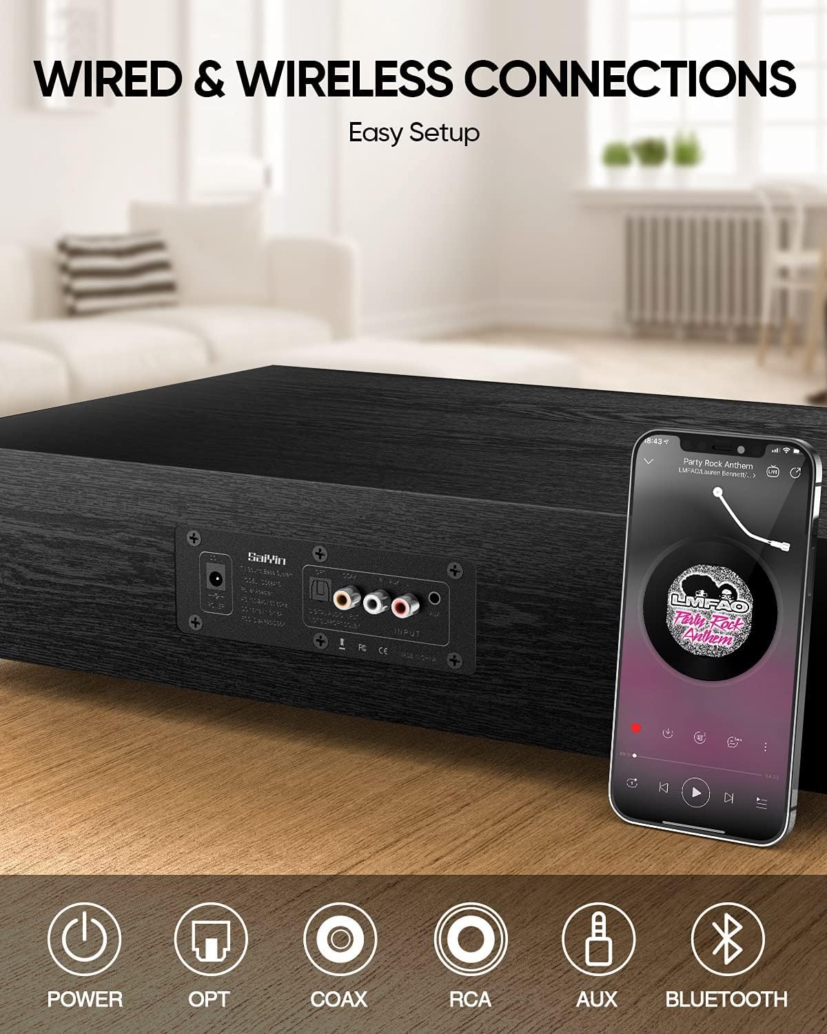 2.1 CH Sound Bar with Built-In Subwoofer and Bluetooth U985236