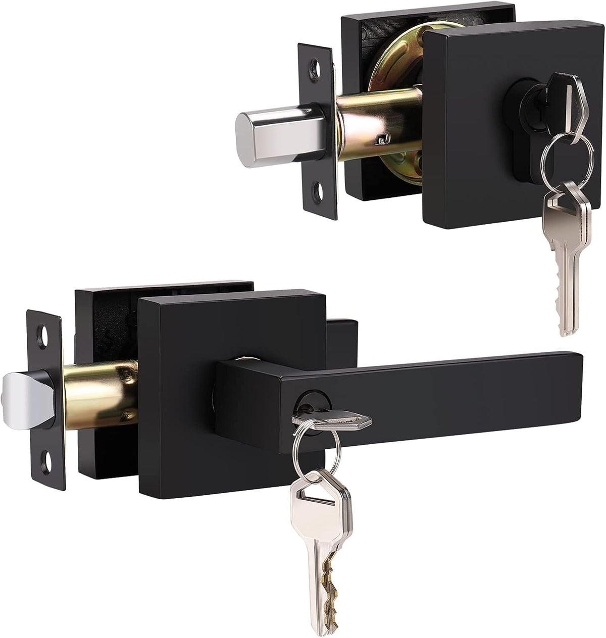 3 Pack Matte Black Privacy Door Lever with Lock H766