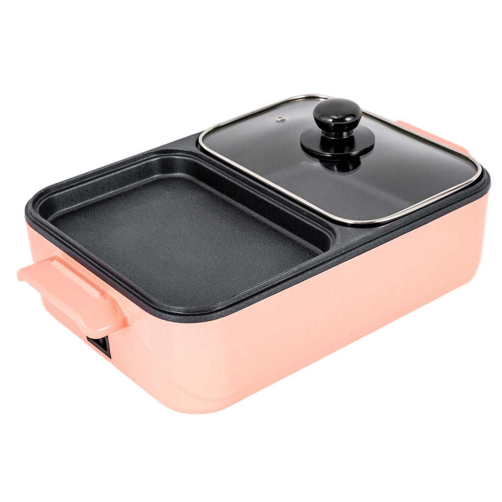 2 in 1 Portable Electric Hot Pot Barbecue Grill Non-Stick Pan N2408